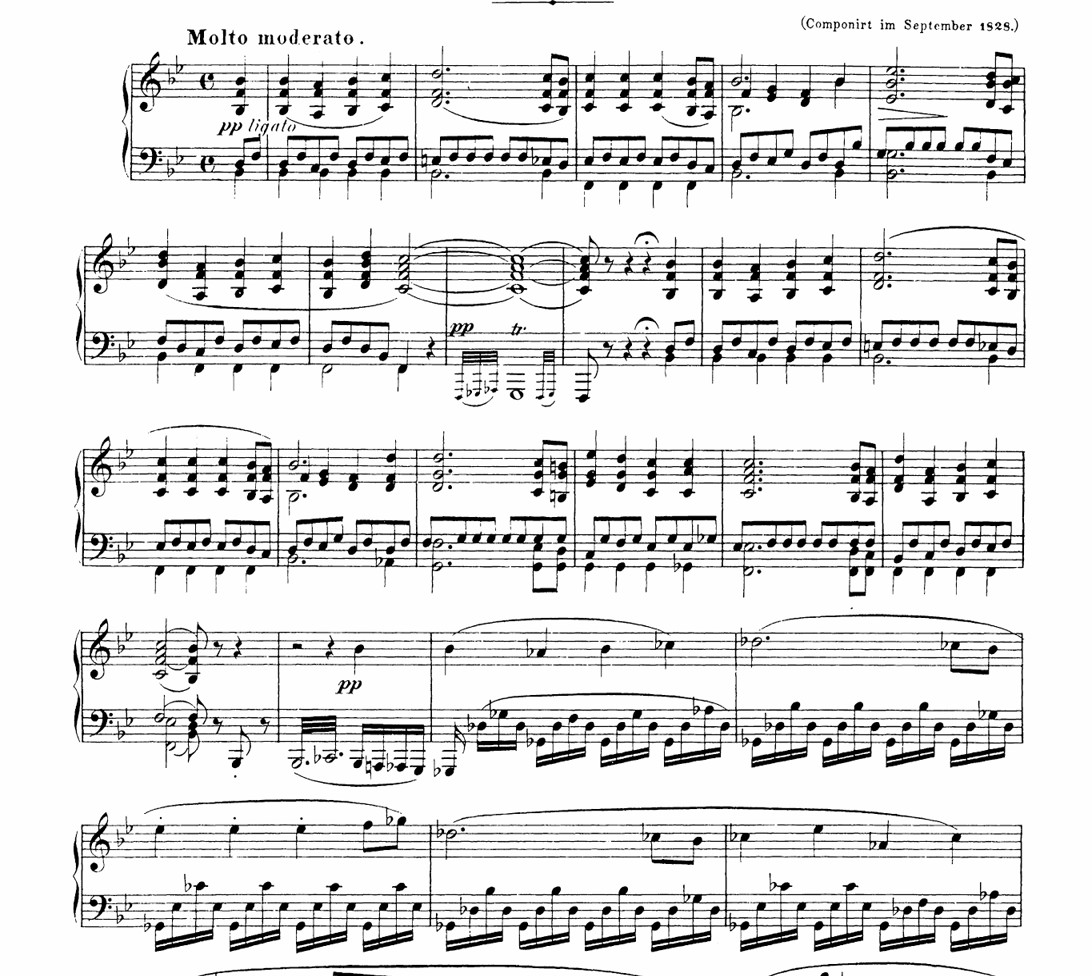 Schubert Piano Sonata D 960, Bb Major, 1st movement (Molto moderato), shortened version